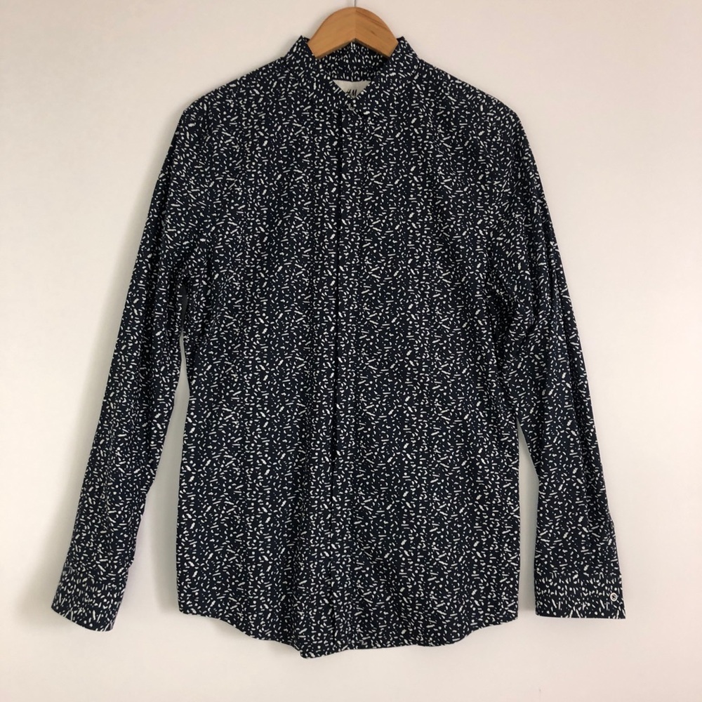 H&M Navy/White Dress Shirt NWT